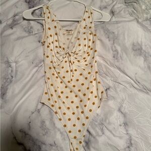 Billabong Cream and Gold Polka Dot Bodysuit